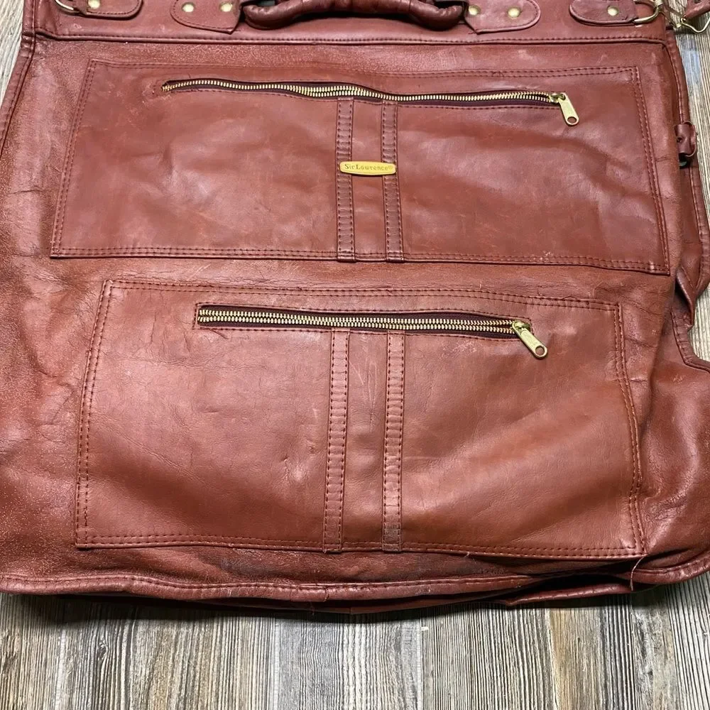 Vintage 90’s Sir Lawrence Collection faux leather brown Suit bag